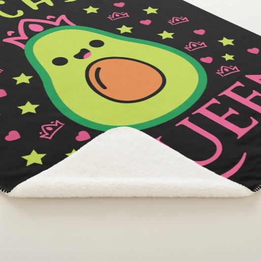 Cute Avocado Queen with Heart Keto Girl Cooking  Sherpa Deken (3/4)