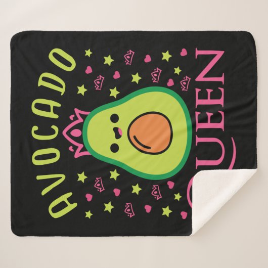 Cute Avocado Queen with Heart Keto Girl Cooking  Sherpa Deken (Voorkant (horizontaal))