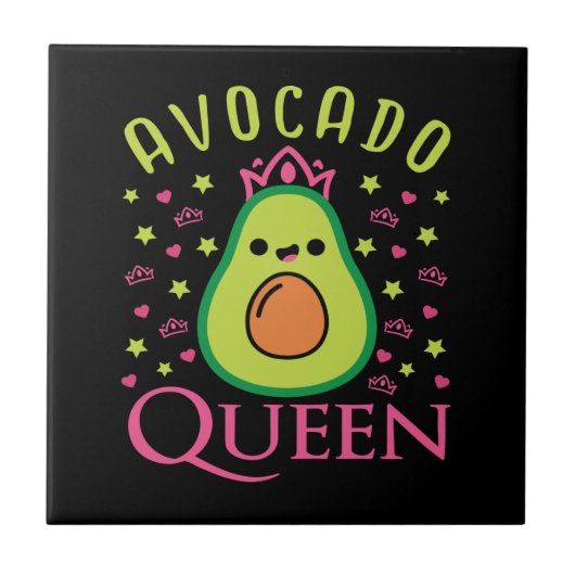 Cute Avocado Queen with Heart Keto Girl Cooking  Tegeltje (Voorkant)
