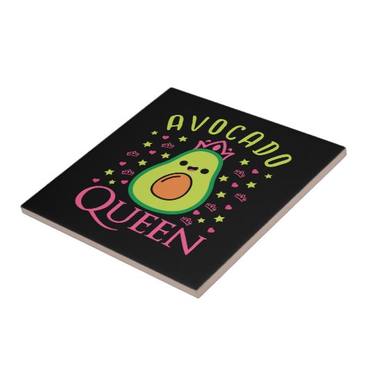 Cute Avocado Queen with Heart Keto Girl Cooking  Tegeltje (Zijkant)
