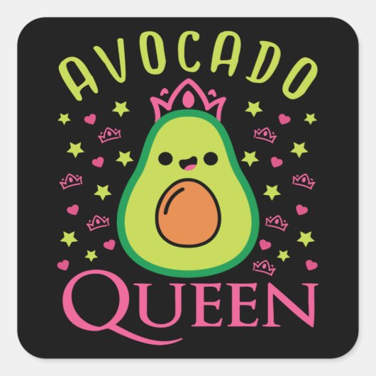 Cute Avocado Queen with Heart Keto Girl Cooking  Vierkante Sticker (Voorkant)