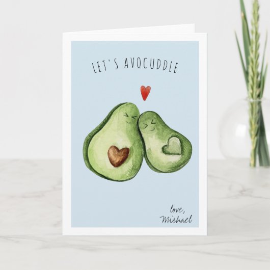 Cute Avocado Romantic Cuddle | VALENTIJNSDAG Feestdagen Kaart (Voorkant)