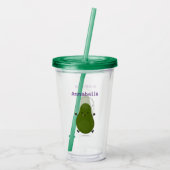 Cute avocado spring cartoon illustratie acryl drinkbeker (Achterkant)
