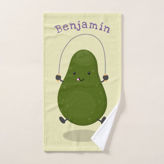 Cute avocado spring cartoon illustratie bad handdoek (Handdoek)