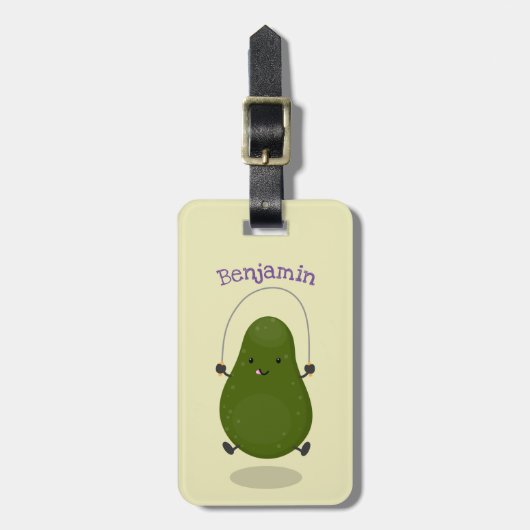 Cute avocado spring cartoon illustratie bagagelabel (Voorkant verticaal)