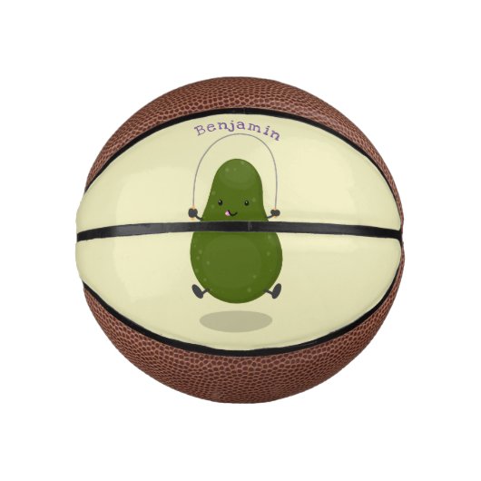 Cute avocado spring cartoon illustratie basketbal (Voorkant)