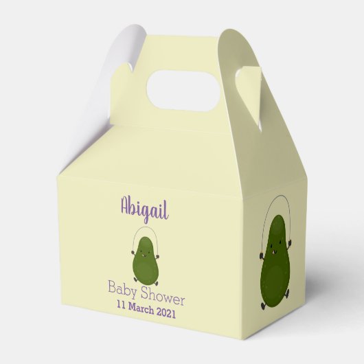 Cute avocado spring cartoon illustratie bedankdoosjes (Voorkant Zijde)