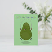 Cute avocado spring cartoon illustratie briefkaart (Staand voorkant)