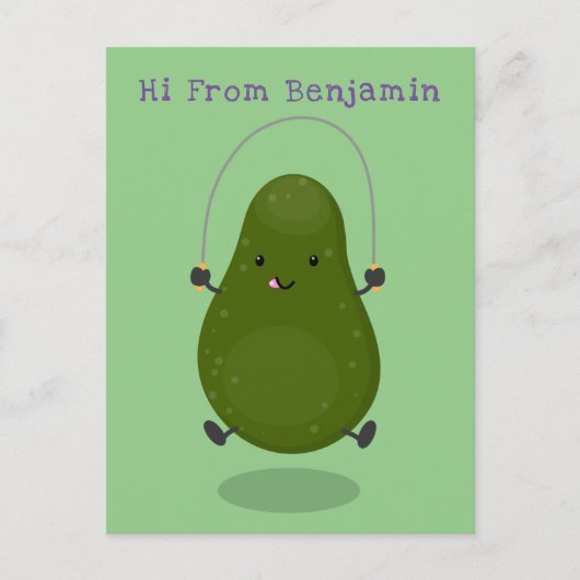 Cute avocado spring cartoon illustratie briefkaart (Voorkant)