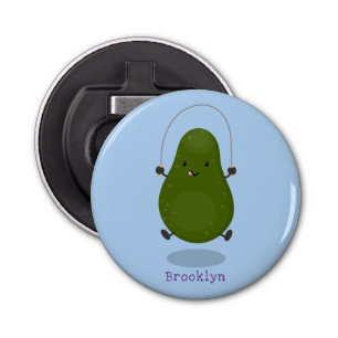 Cute avocado spring cartoon illustratie button flesopener