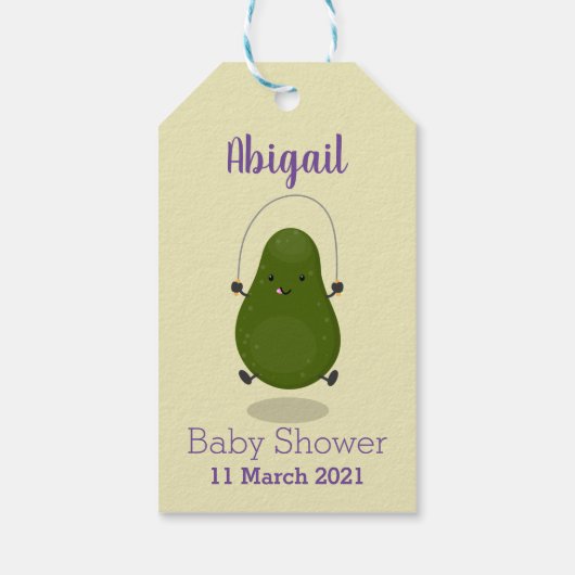 Cute avocado spring cartoon illustratie cadeaulabel (Achterkant)