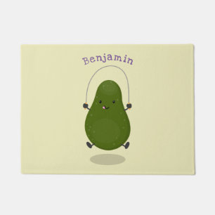 Cute avocado spring cartoon illustratie deurmat