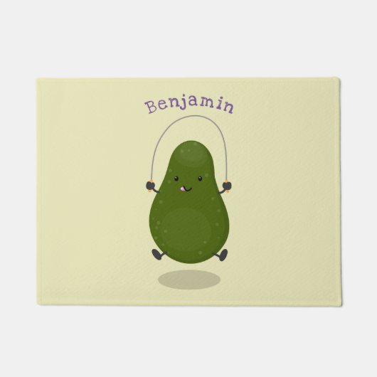 Cute avocado spring cartoon illustratie deurmat (Voorkant)