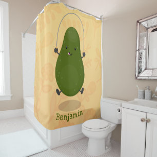 Cute avocado spring cartoon illustratie douchegordijn