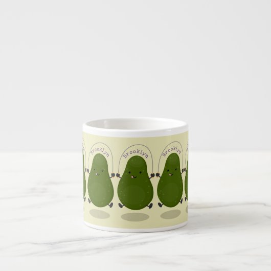 Cute avocado spring cartoon illustratie espresso kop (Voorkant)