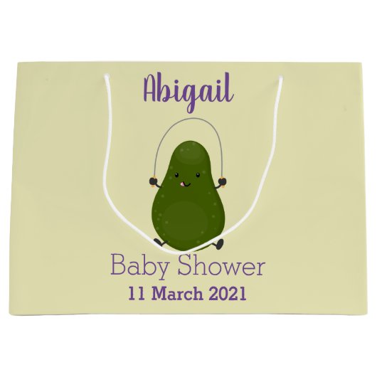 Cute avocado spring cartoon illustratie groot cadeauzakje (Voorkant)