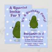 Cute avocado spring cartoon illustratie kaart (Voorkant / Achterkant)