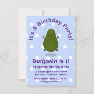 Cute avocado spring cartoon illustratie kaart