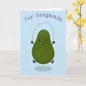Cute avocado spring cartoon illustratie kaart (Gele Bloem)