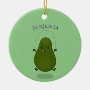 Cute avocado spring cartoon illustratie keramisch ornament