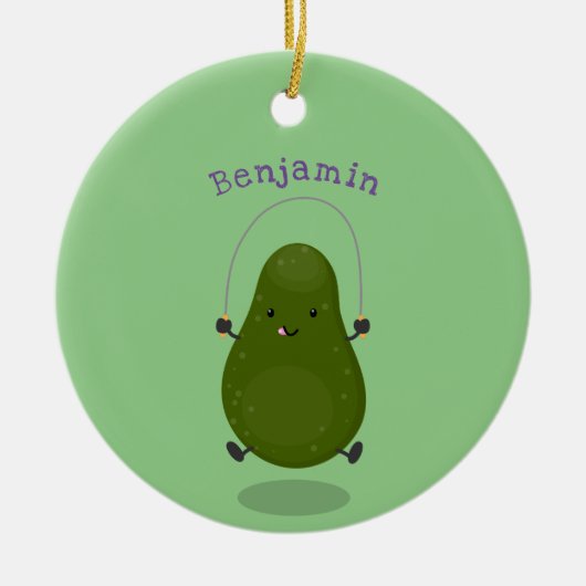 Cute avocado spring cartoon illustratie keramisch ornament (Voorkant)