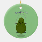 Cute avocado spring cartoon illustratie keramisch ornament (Achterkant)