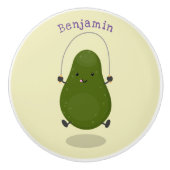 Cute avocado spring cartoon illustratie keramische knop (Voorkant)