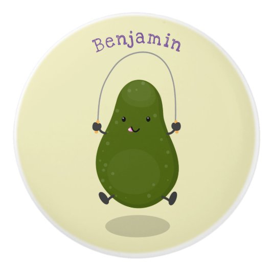 Cute avocado spring cartoon illustratie keramische knop (Voorkant)