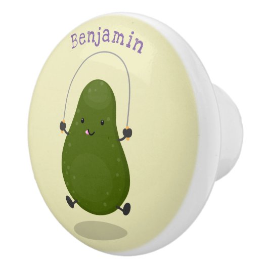 Cute avocado spring cartoon illustratie keramische knop (Rechts)