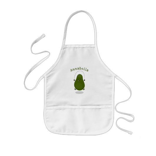Cute avocado spring cartoon illustratie kinder schort (Voorkant)