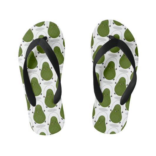 Cute avocado spring cartoon illustratie kinder teenslippers (Voetbed)