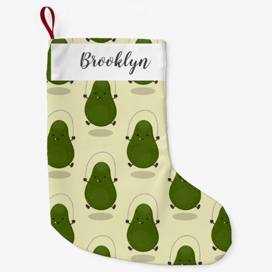 Cute avocado spring cartoon illustratie kleine kerstsok (Voorkant)