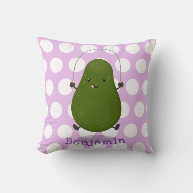 Cute avocado spring cartoon illustratie kussen (Voorkant)