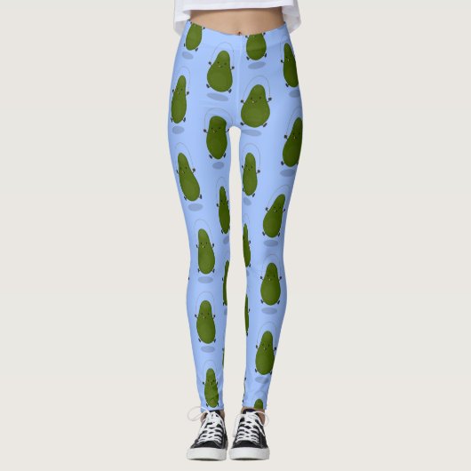 Cute avocado spring cartoon illustratie leggings (Voorkant)