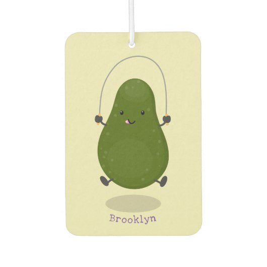 Cute avocado spring cartoon illustratie luchtverfrisser (Voorkant)