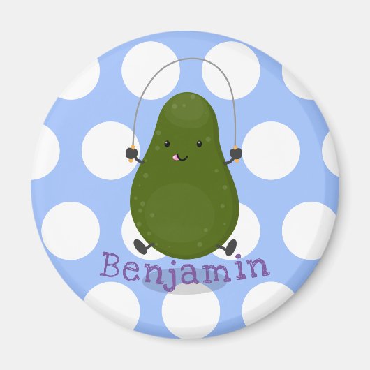 Cute avocado spring cartoon illustratie magneet (Voorkant)