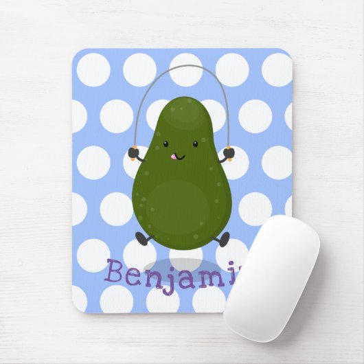 Cute avocado spring cartoon illustratie muismat (Met muis)