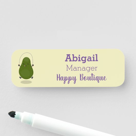 Cute avocado spring cartoon illustratie naamplaatje (In situ)