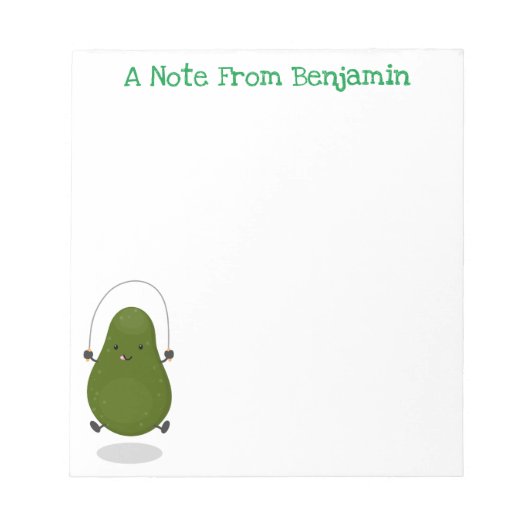 Cute avocado spring cartoon illustratie notitieblok (Voorkant)