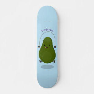 Cute avocado spring cartoon illustratie persoonlijk skateboard