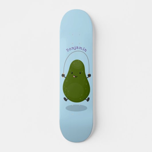 Cute avocado spring cartoon illustratie persoonlijk skateboard (Voorkant)