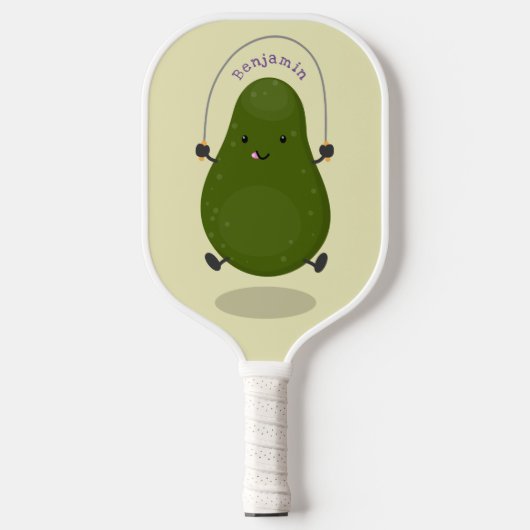 Cute avocado spring cartoon illustratie pickleball paddle (Voorkant)