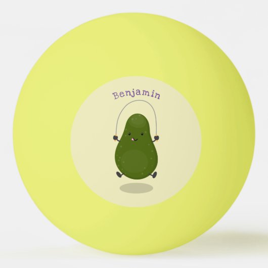 Cute avocado spring cartoon illustratie pingpongbal (Voorkant)