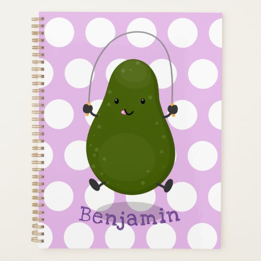Cute avocado spring cartoon illustratie planner (Voorkant)
