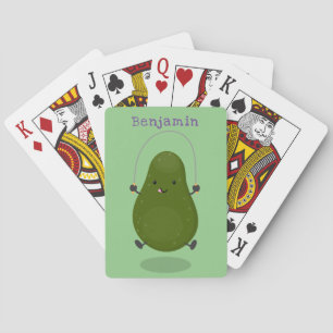 Cute avocado spring cartoon illustratie pokerkaarten