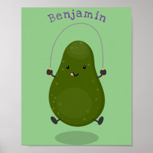 Cute avocado spring cartoon illustratie poster
