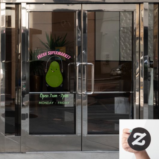 Cute avocado spring cartoon illustratie raamsticker (Kantoordeur)