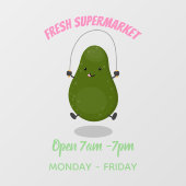 Cute avocado spring cartoon illustratie raamsticker (Vel)