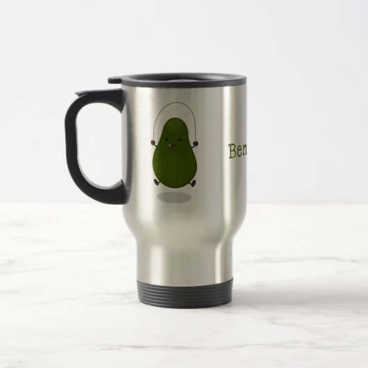 Cute avocado spring cartoon illustratie reisbeker (Links)