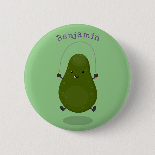 Cute avocado spring cartoon illustratie ronde button 5,7 cm (Voorkant)